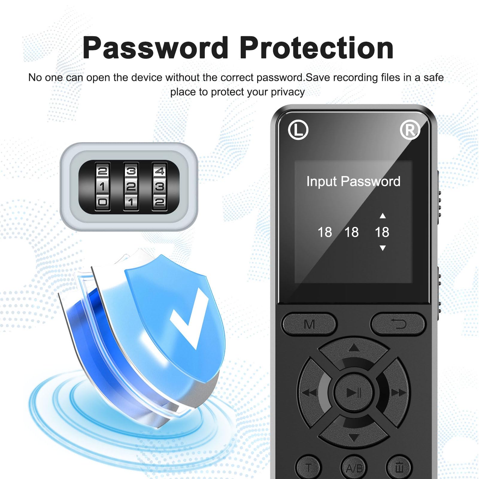 128GB Digital Voice Recorder for Lectures & Meetings - Holyask Ultra-Long 9296 Hours Voice Activated Audio Recorder with Playback, Password Protection, and Clear Sound Recording