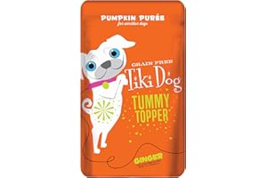 TIKI PETS Tiki Dog Single-Serve Tummy Topper, Grain-Free Pumpkin Purée with Ginger for Sensitive Stomachs, 1.5oz Pouches (Pack of 12)
