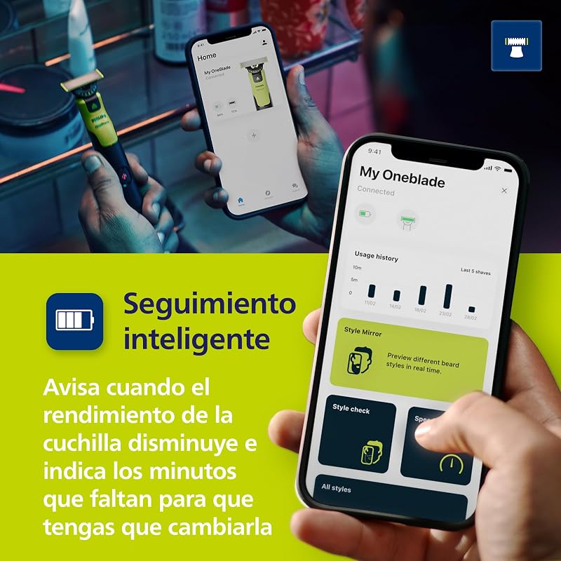 Philips oneblade 360 ​​​​authentic barber, barbeador e aparador elétrico facial e corporal conectado, lâmina 360, lâmina original, pente ajustável 5 em 1, kit corporal, estojo de viagem, qp4631/65