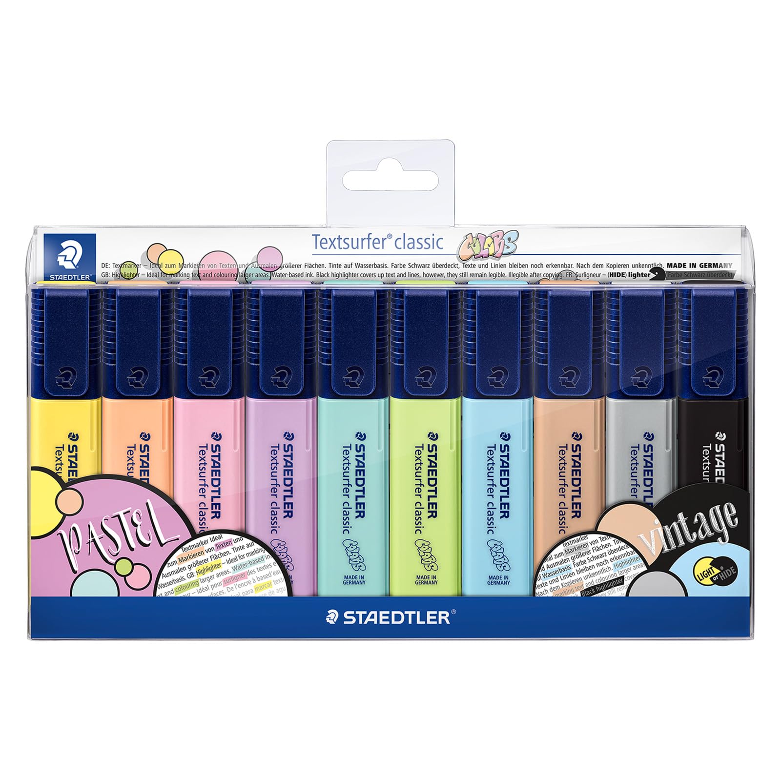 STAEDTLER 364 CWP10 Textsurfer Classic Highlighter - Assorted Vintage & Pastel Colours (Pack of 10) — image 1