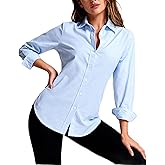 Jandukar Womens Button Down Shirts Long Sleeve Collared Button Up Shirts Ladies Suit Shirt