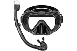 Vmkfuler Snorkeling Gear for Adults, Snorkel Mask Set 180° Panoramic View Snorkel Gear, 100% Food-Grade Silicone Anti-Fog Anti-Leak Dry Top Diving Mask for Snorkeling Swimming Scuba Diving