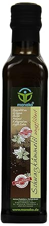 manako Schwarzkümmelöl human, ungefiltert, naturbelassen, kaltgepresst, 100% rein, 250 ml Glasflasche (1 x 0,25 l)