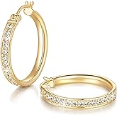 vuiikhir Gold Hoop Earrings for Women 14K Gold Earrings for Women CZ Hoop Earring for Womens Elegance Redefined with Cubic Zirconia Hoops Earring for Womens 30mm