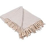 DII Rustic Farmhouse Cotton Diamond Blanket Throw with Fringe For Chair, Couch, Picnic, Camping, Beach, Everyday Use, 50 x 60 - Diamond White