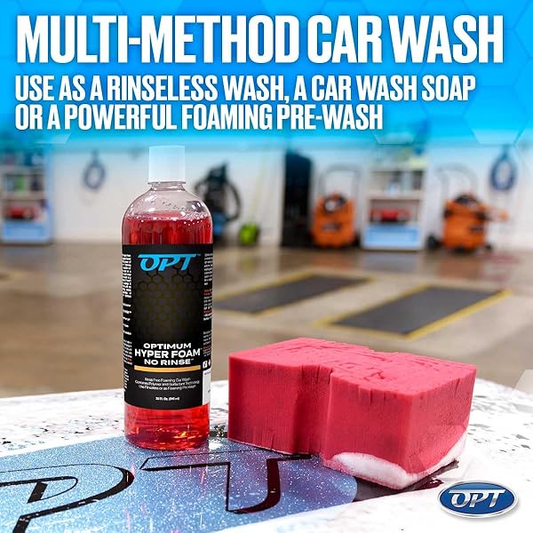 OPTIMUM HYPER FOAM ONR RINSELESS FOAMING CAR WASH SOAP – SPRAY-ON, AGITATE, NO RINSE, AND DRY – RINSELESS CAR WASH WITH FOAM AND POLYMERS (8 OZ.)