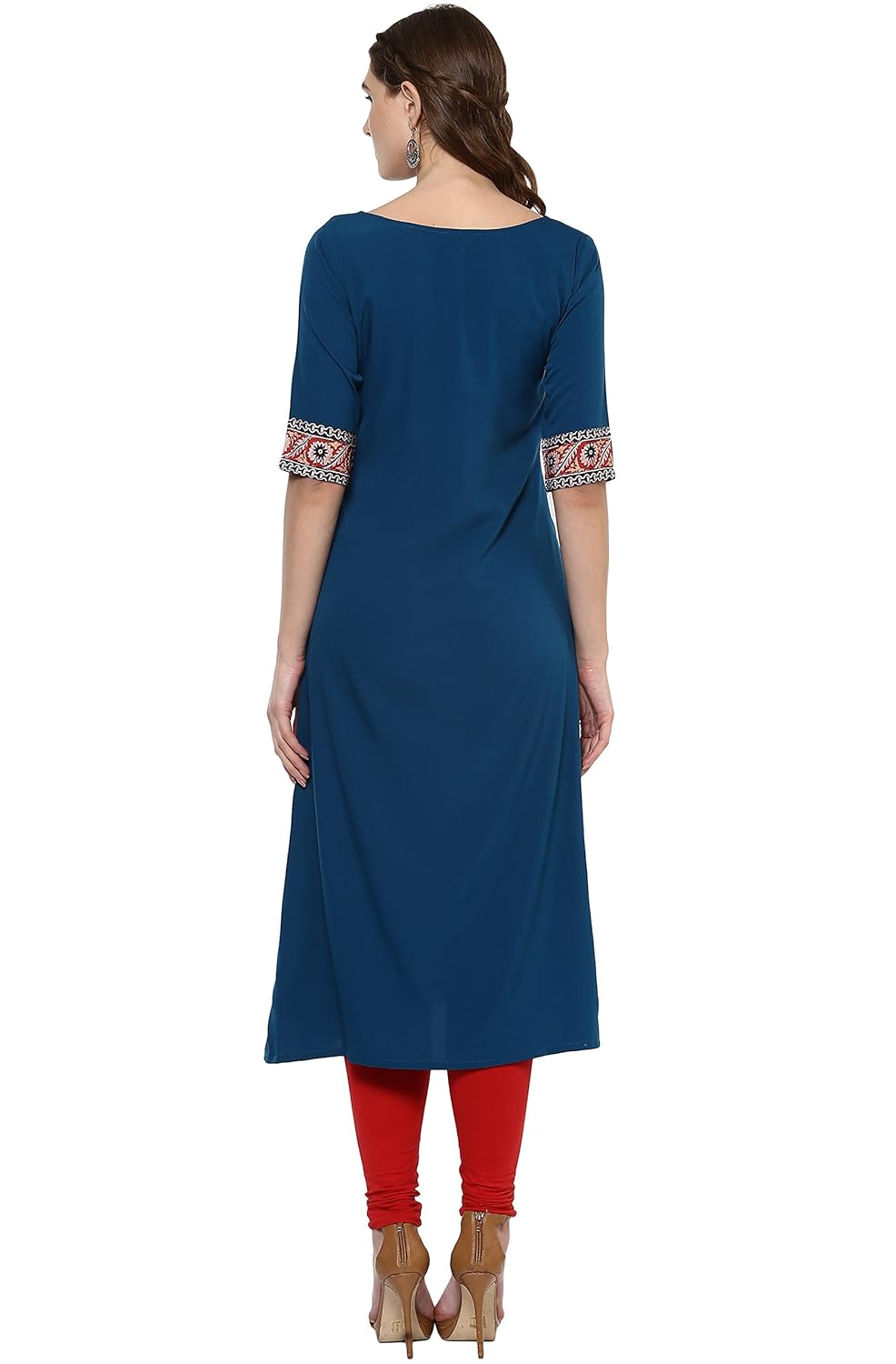 janasya women's polyester crepe a-line kurta