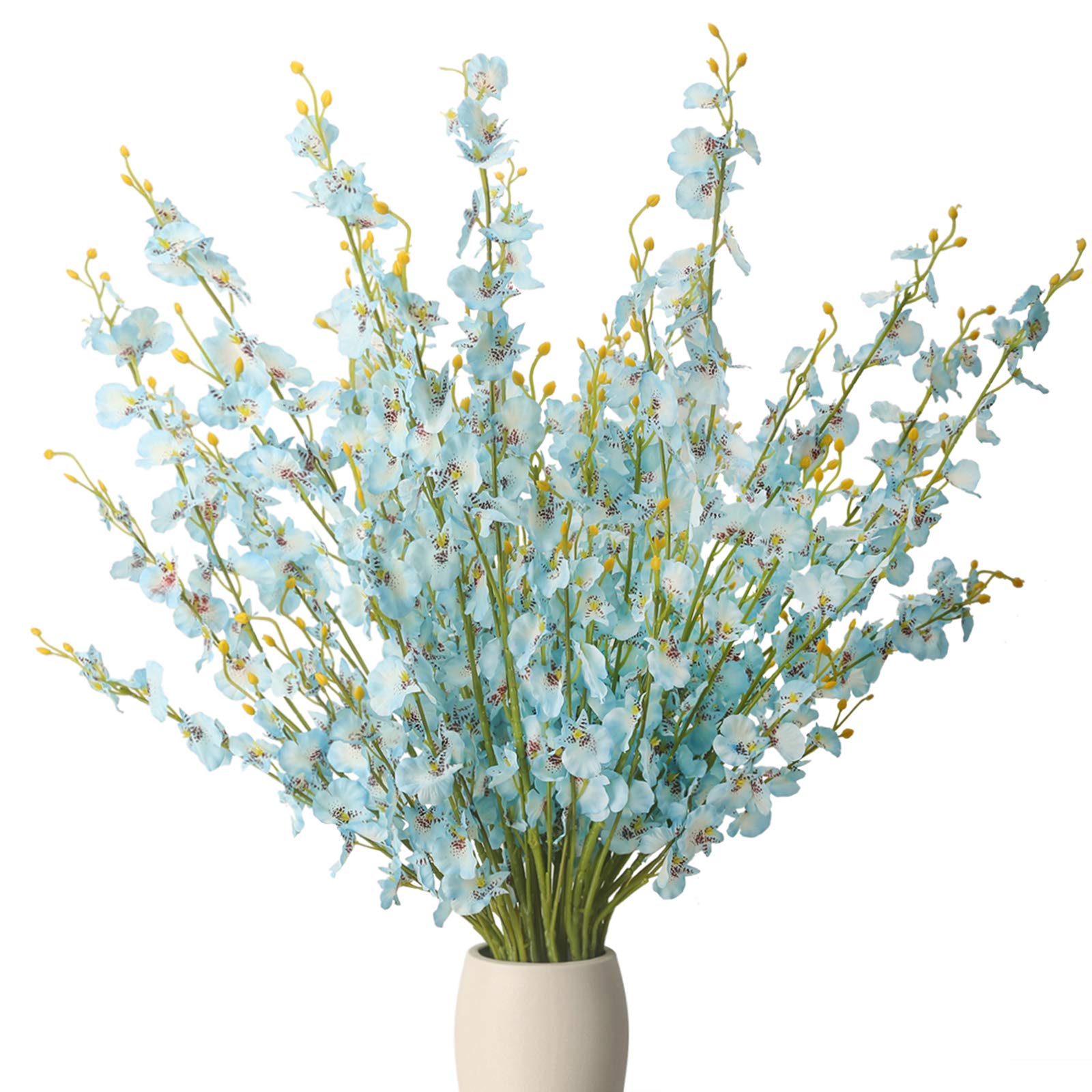 BOMAROLAN Artificial Orchid Silk Fake Flowers Faux Dancing Lady Orchids Stems Flower 10 Pcs Real Touch for Wedding Home Office Party Hotel Yard Decoration Restaurant Patio Festive Furnishing(Blue)