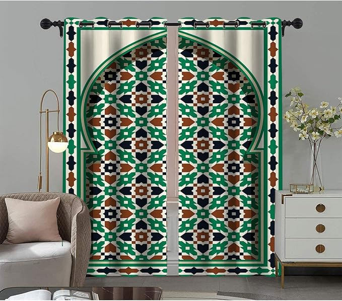 Cortinas de oscurecimiento marroquí, estilo exótico con arco de puerta