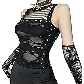 Yyxclotic Women Gothic Crop Top Y2K Grunge Cropped Tank Tops Casual Black Blouse Solid Slim Shirt Vest