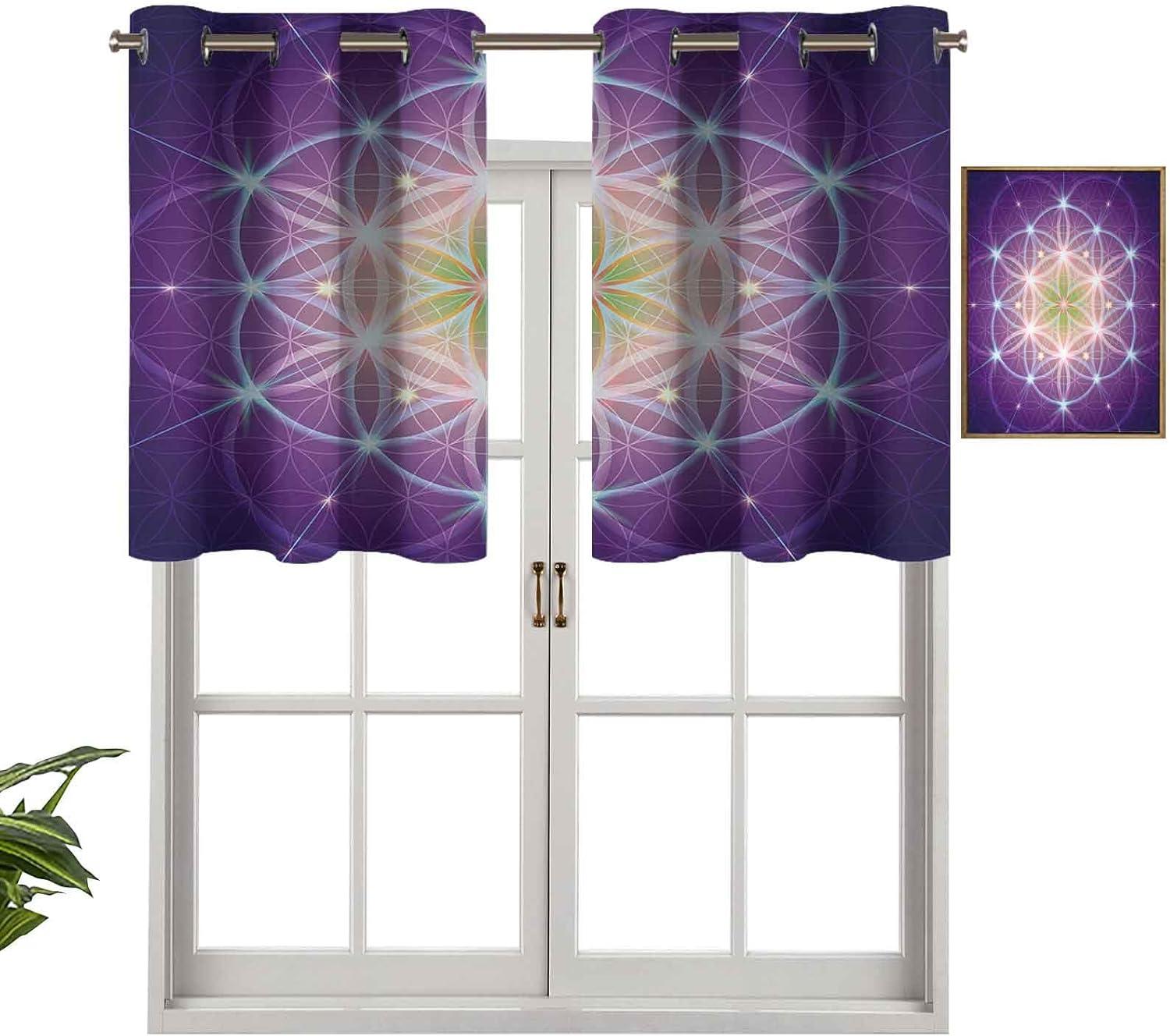 Panel de cortina de bloqueo UV, círculo entrelazado con signo de Cosmos