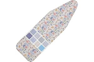 LCLW Ironing Board Cover and Pad Standard Size 15 x 54,3 Pairs of Hook and Loop Fastener Straps,Elastic Edges,Cotton Iron Board Cover with Scorch Resistant Thick Padding (Pattern C)
