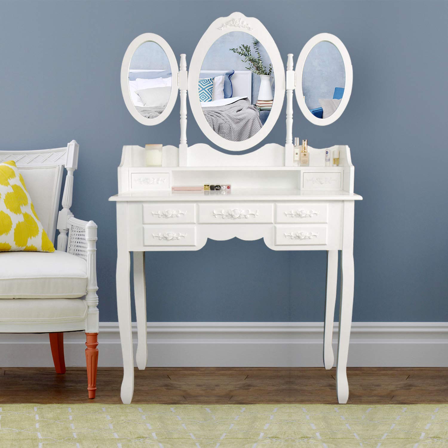 CCLIFE Schminktisch Frisiertisch Kosmetiktisch mit Spiegel ...
