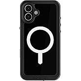 Ghostek Nautical Slim Apple iPhone 16 Plus Case Waterproof - Built-in Screen and Camera Lens Protector, Compatible with Apple MagSafe Accessories Designed for iPhone 16 Plus (6.7", Black)