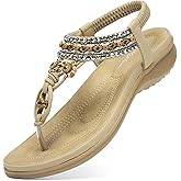 Littleplum Womens Sandals Arch Support Summer Beach Sandals Comfort Walking Shoes Bohemian Flip Flops Sandals for Women