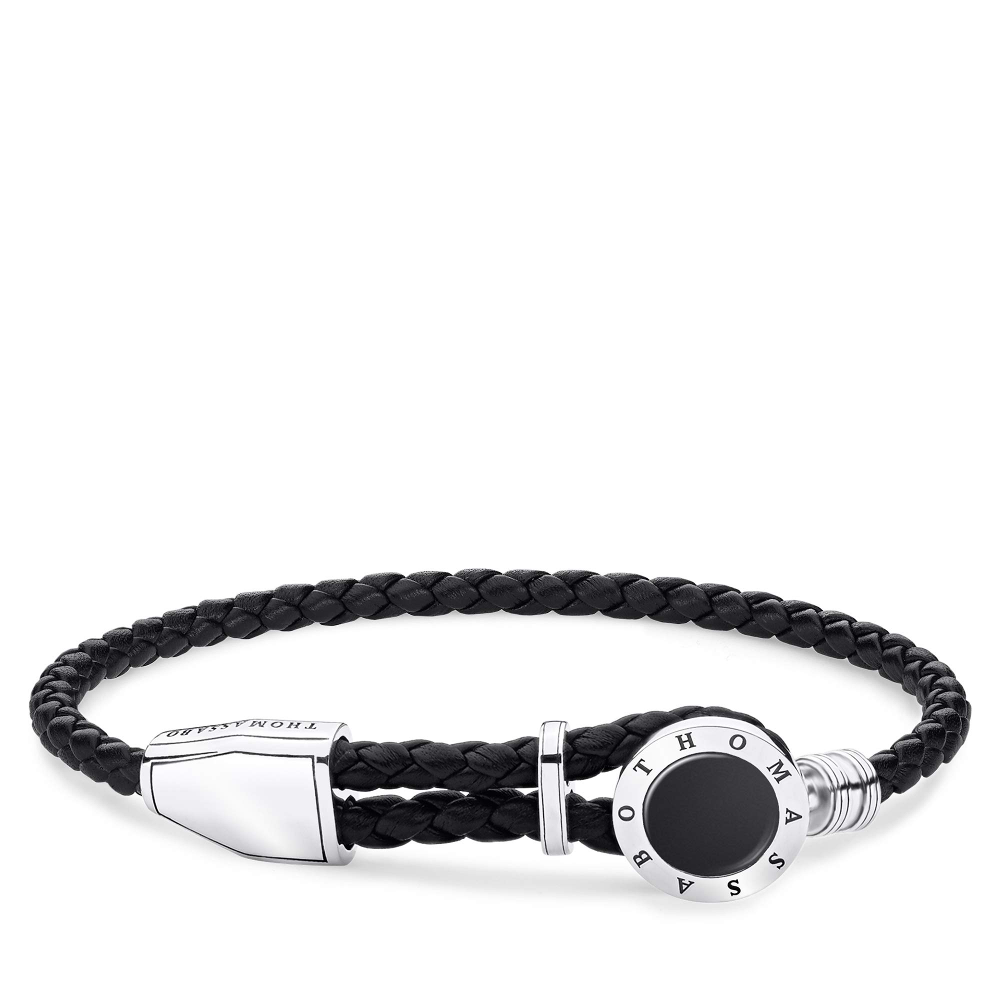 Thomas Sabo leather strap disc black 925 Sterling Silver, Blackened