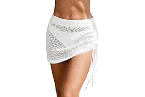 AI'MAGE Women's Crochet Cover Up Skirt 2025 Knit Drawstring Beach Skirt Coverups for Swimwear XS-XXL