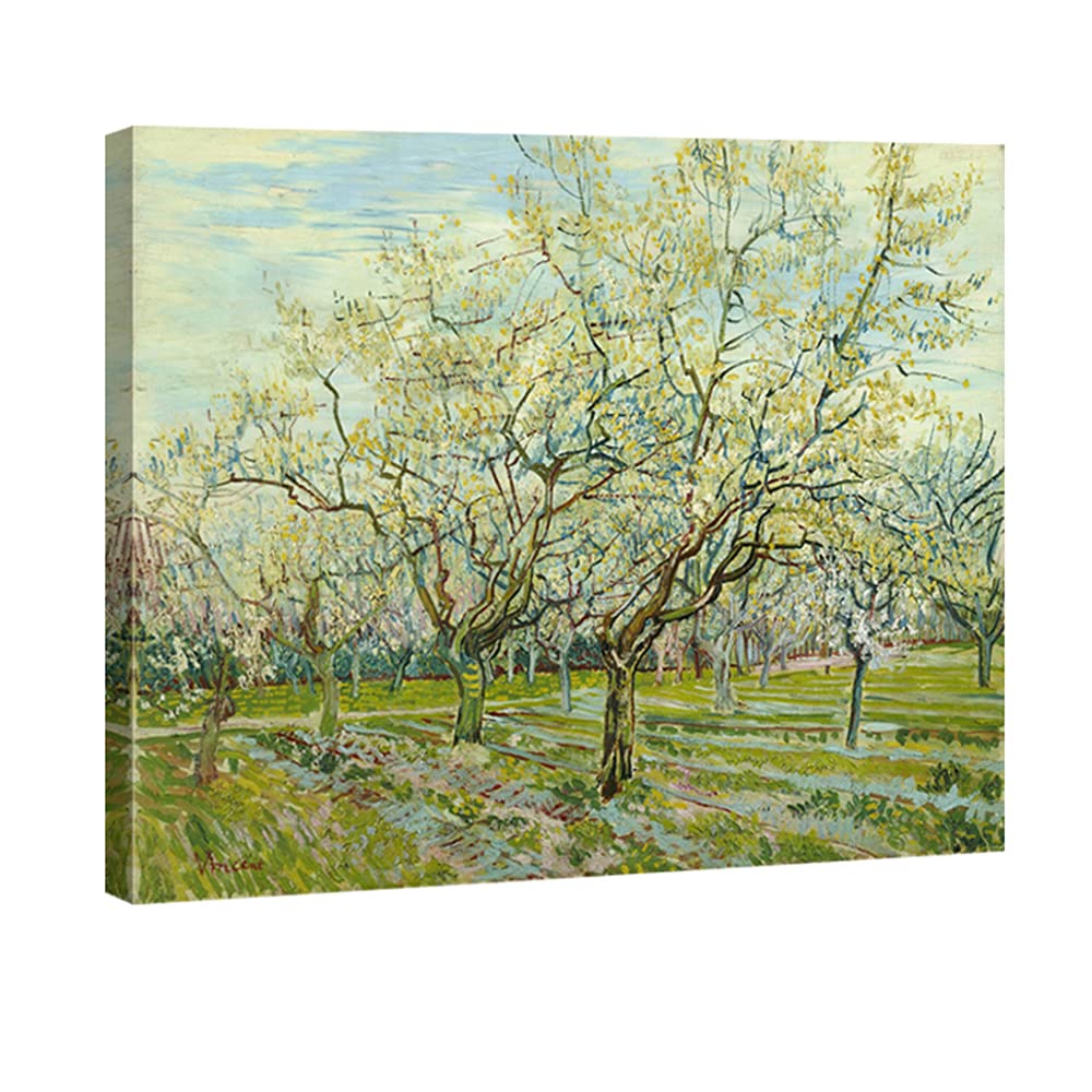 Wieco Art - The White Orchard by Van Gogh Famous Oil Paintings Reproduction Large Modern Gallery Wrapped Landscapes Artworks Giclee Canvas Prints Green Pictures on Canvas Wall Art for Home Decorations — image 1