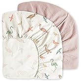 Little Grape Land Muslin Crib Sheets Fitted for Boys and Girls 2 Pack, 100% Cotton Baby Bed Sheets Soft Breathable, Neutral Fitted Baby Mattress Sheets for Standard Crib 52x28 inches, Wetland Bird