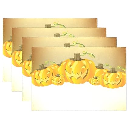 Amazon Com Halloween Pumpkin Polyester Placemat Table Mat Set By