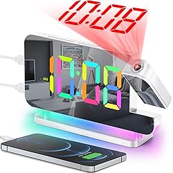 SZELAM Projection Alarm Clock,7.4" LED Mirror