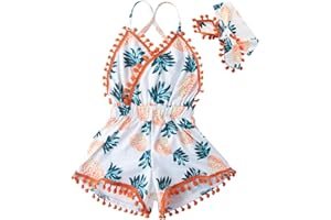 UNICOMIDEA 6M-3T Baby Girl Backless Bodysuit Outfit Set Romper Jumpsuit with Headband