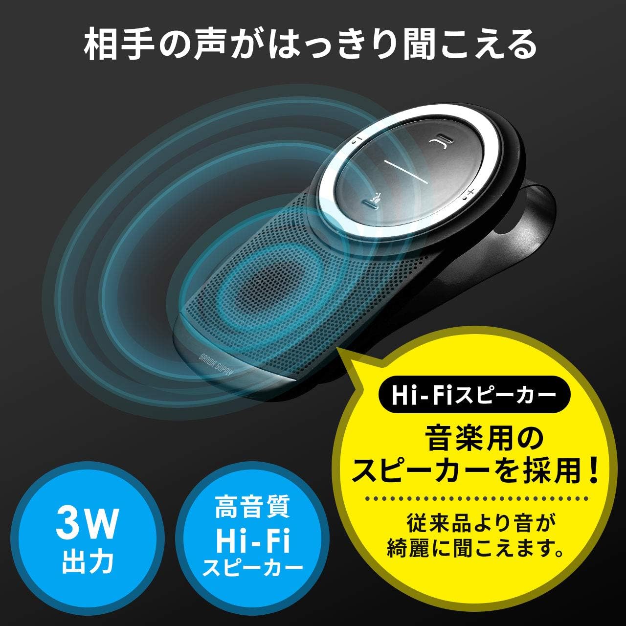 Amazon サンワダイレクト 車載 ハンズフリー Bluetooth 高音質hi Fiスピーカー ノイズキャンセリング ボタン 声で応答 2台待ち受け Bluetooth4 1 通話 音楽 400 Btcar003 カーオーディオ 車 バイク