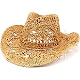 Straw Cowboy Hats for Women/Men Western Cowgirl Hat Foldable Wide Brim Cowboy Hat Travel Vacation Beach Sun Hats
