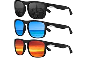 Arjien Polarized Sunglasses Men UV Protection Square Mens Sun Glasses Driving Fishing Golf Running Beach Essentials for Men