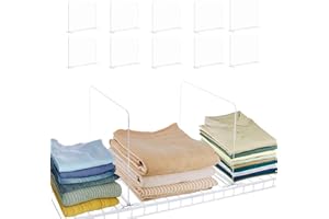 ANIRUDH Acrylic Shelf Dividers for Closet-Organization - Purse Organization for Closet Shelf,for Direct Wall Mount Closet Shelf,Suitable for Bedroom,Office,Pantry,Garage Easy Clip,No Tool(10Pack)
