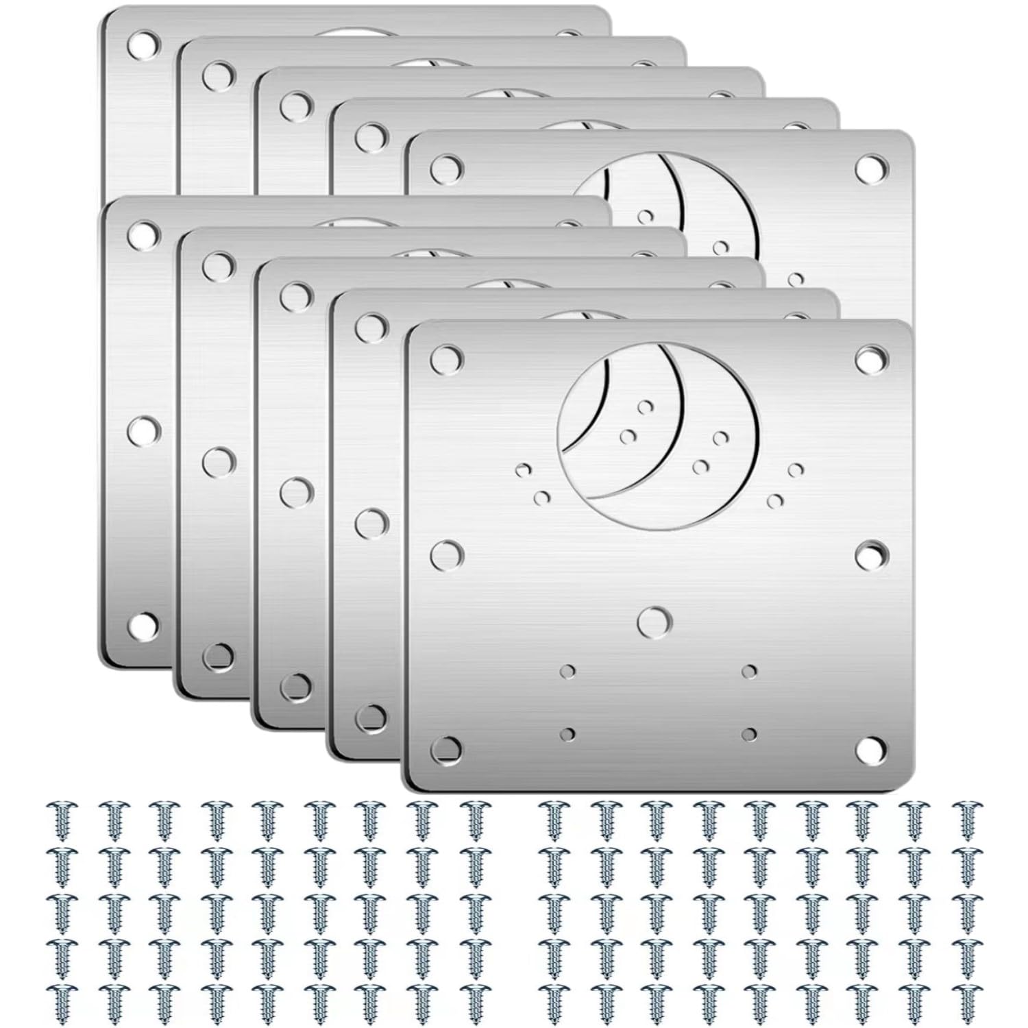 YICEN 10 Pcs Hinges Repair Plate, Stainless Steel Hinges Repair Brackets with Holes, Kitchen Cupboards Cabinets Doors Hinge Repair Kit with 90 Pcs Customized Screws