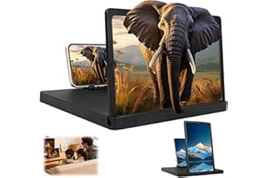 MOVUED Big Screen Phone Magnifier,HD Screen Expander, Foldable Phone Stand with Movie Screen Amplifier for Travel, Portable 3D Magnifying Screen for Elderly, with All Phones (12 in)
