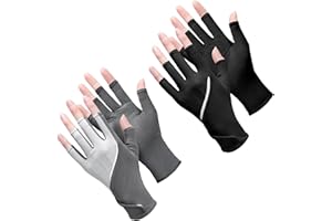 Loopeer 2 Pair Women UV Sun Protection Fingerless Gloves Touchscreen Non Slip Sunblock Gloves for Summer Driving Cycling