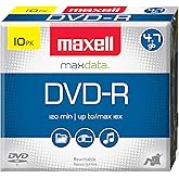 MAXELL DVD-R 4.7 RECORDABLE (JEWEL Case) - 10 Pack Blank DVD-R Disc, (638004)