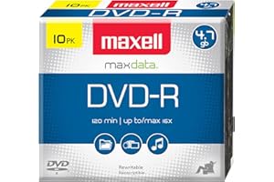 MAXELL DVD-R 4.7 RECORDABLE (JEWEL Case) - 10 Pack Blank DVD-R Disc, (638004)