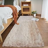 Ghouse Ultra Soft Faux Rabbit Fur Rug, Machine Washable Area Rugs for Bedroom Fluffy Rugs for Living Room, No-Shedding Carpet Sheepskin Runner Rugs Light Brown Beige 2 x 8 Feet