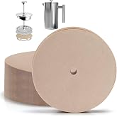100 Pcs Paper Filters for Ziruma French Press 34 Oz, Pre-punched Holes | Percolator Filters for Mueller French Press Coffee Maker 34 Oz, Natural Unbleached Material, Smooth Water Flow