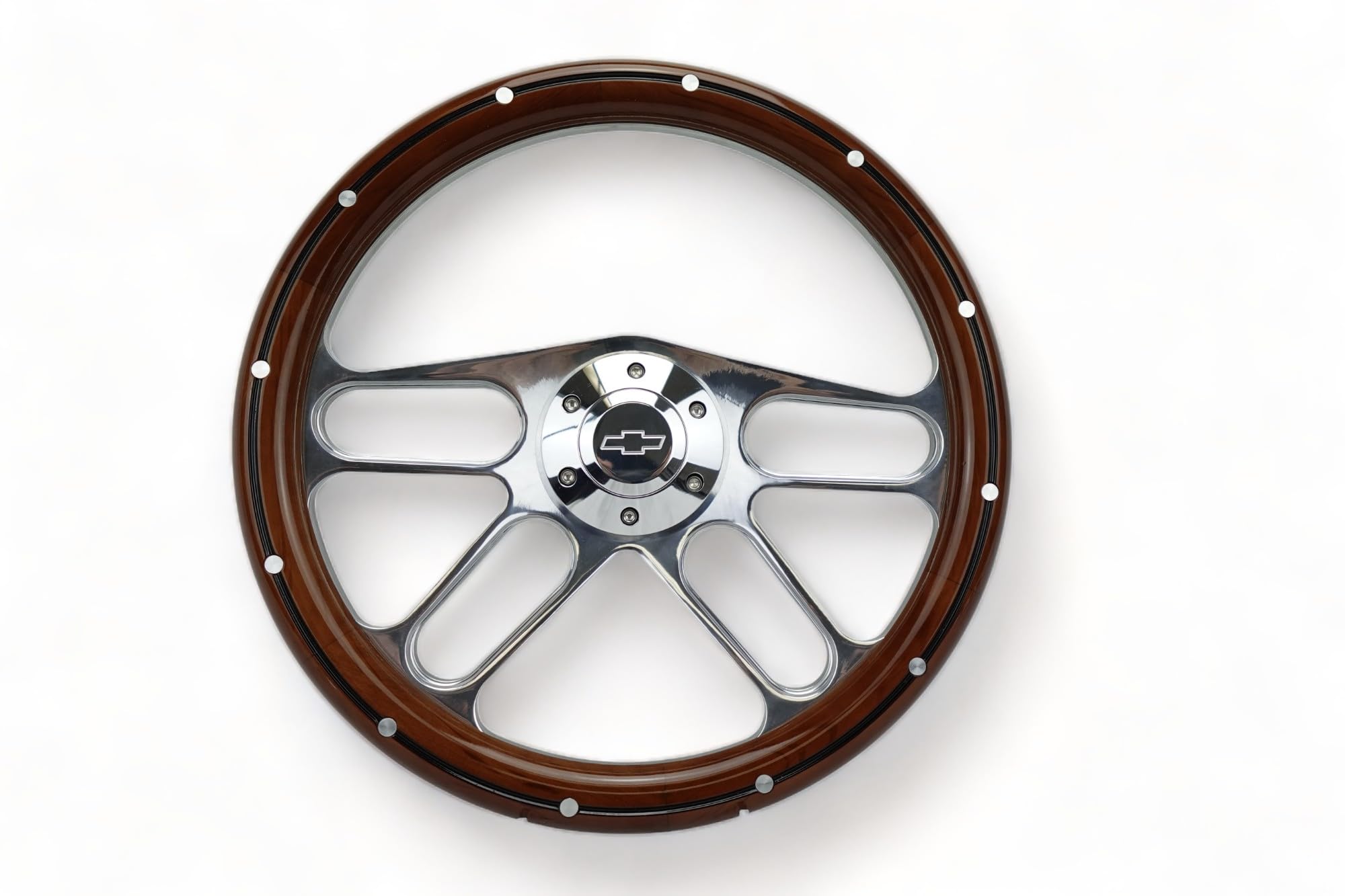Photo 1 of Fits 1960-1969 Chevy C10 Pick-Up Truck Real Wood Steering Wheel & Billet Adapter