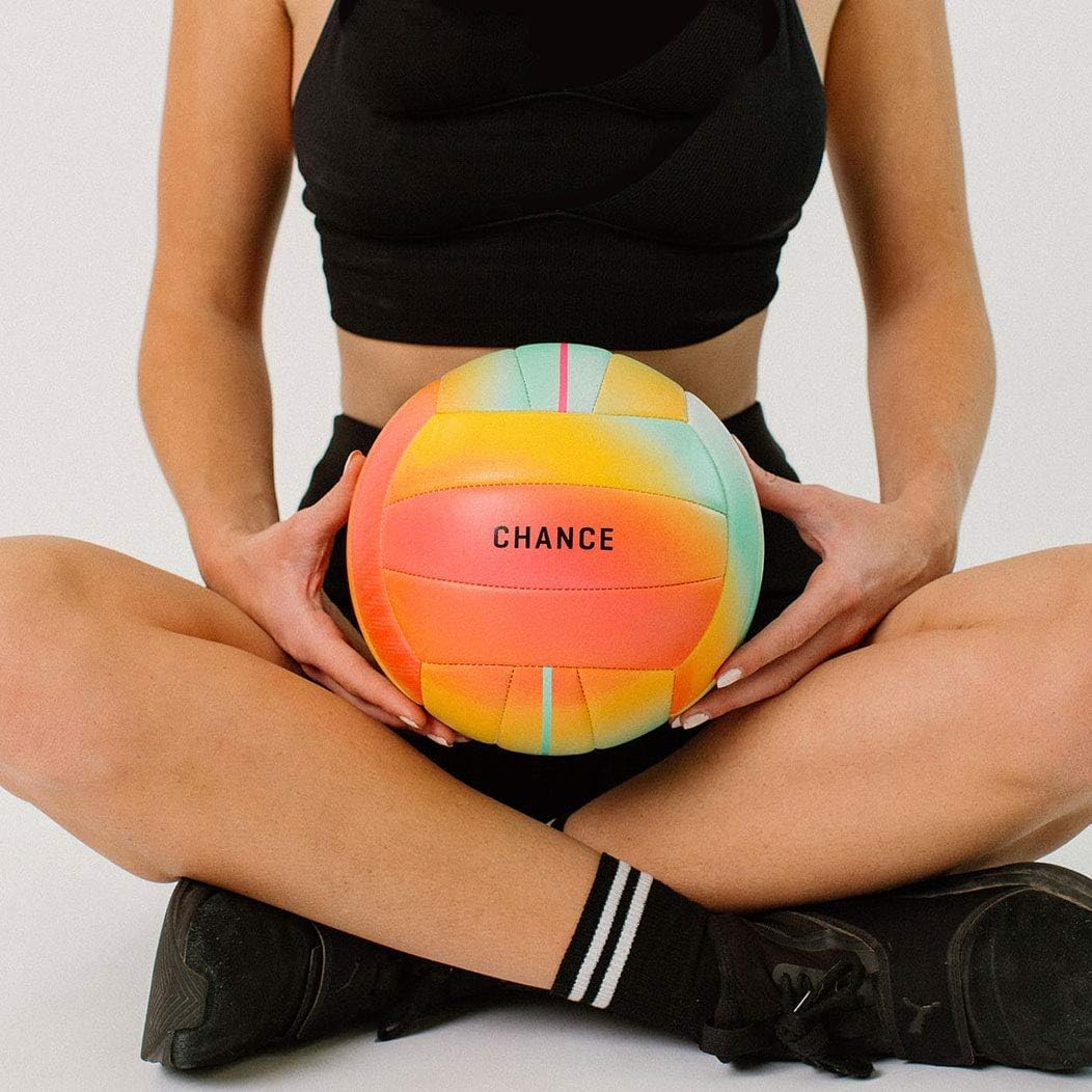 Chance Soft Cushioned Composite Leather Volleyball, Indoor/Outdoor/Pool/Beach Waterproof Recreational All Ages Training Ball - Poppy (Size 5, Multi Color) : Sports & Outdoors