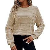 Pink Queen Womens Crew Neck Long Sleeve Ribbed Knit Pullover Tops Loose Casual Sweater Jumpers Fashion Trendy 2026
