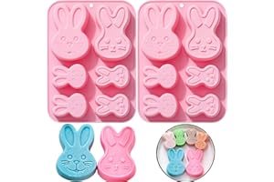 LLCHUNYUN 3D Easter Bunny Silicone Mold for Chocolate 2 Pack Large Easter Bunny Molds for Baking Jello Candy Molds Easter Soap Molds for Hot Chocolate Bombs Ice Cube Candle Cupcake Decorations (Large Bunny)
