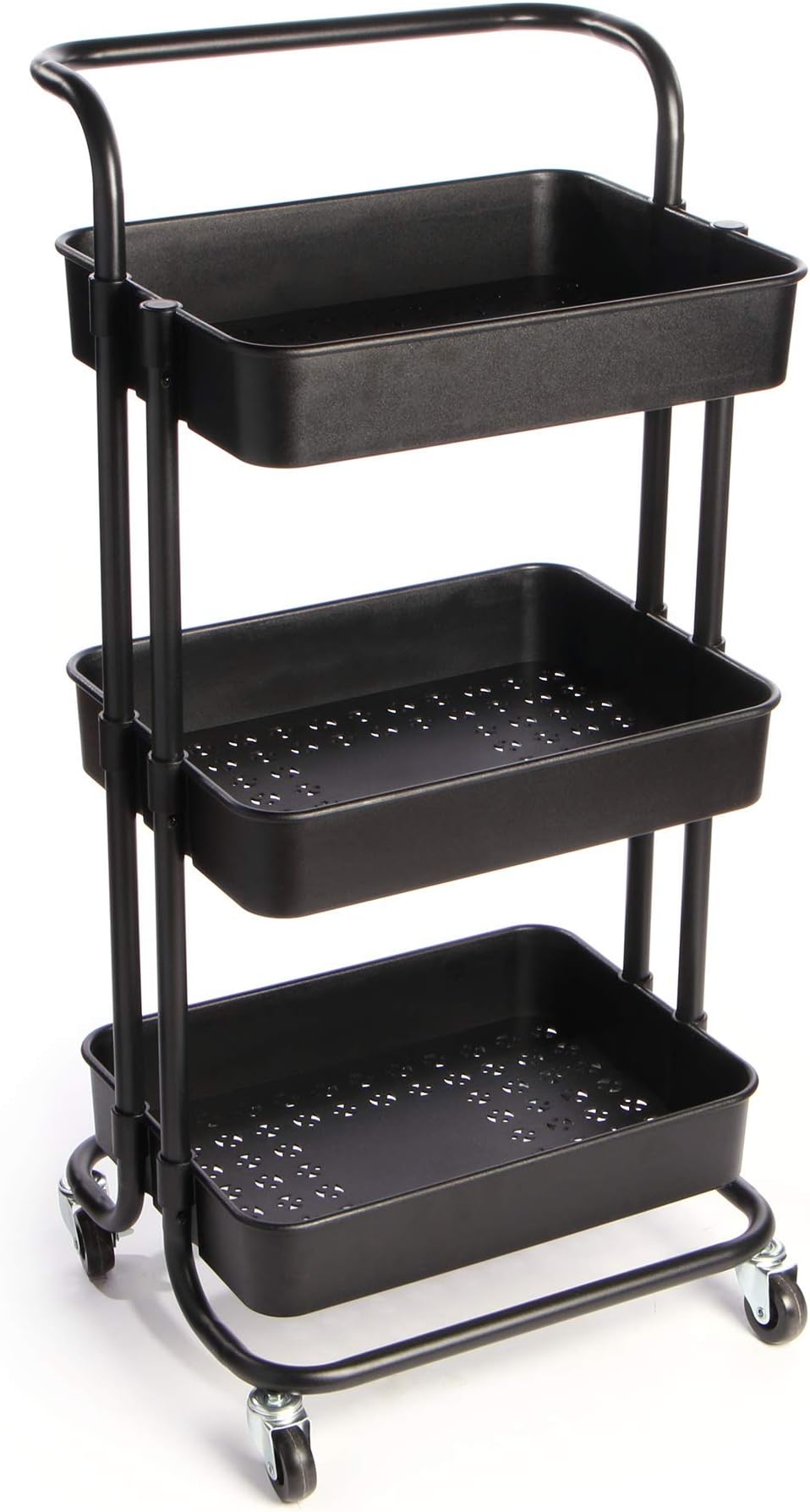 Maison & White 3 Tier Storage Trolley Black Wheel Cart Kitchen Bathroom