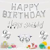 Kriovoa Silver Happy Birthday Balloons Banner Party Decorations Set view 5
