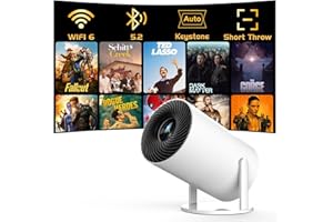[Electronic Focus with Short Throw] PANSEBA Mini Projector with WiFi 6 and Bluetooth, Auto Keystone Outdoor Movie Projector, Big Screen Home Portable Projector for Phone/TV Stick/Laptop/HDMI