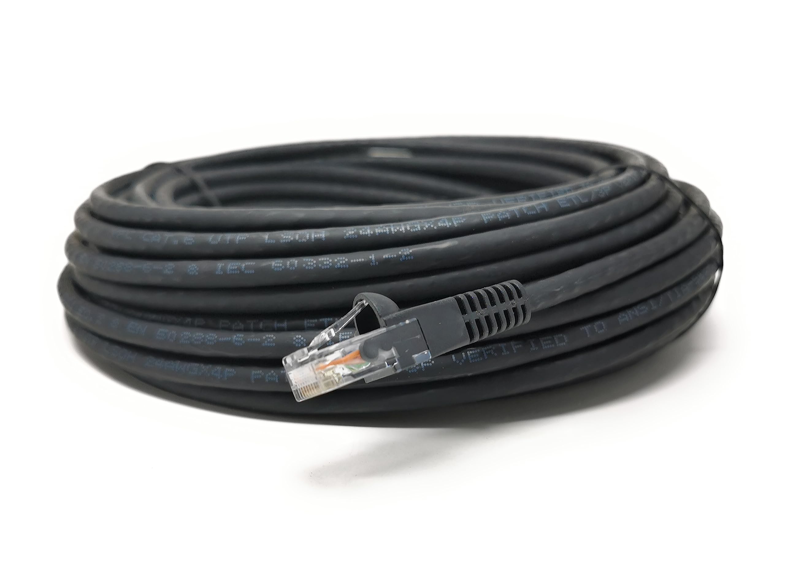 Cat6 RJ45 (UTP) Connector Ethernet Cable, LSZH Snagless Patch 24AWG Bare Copper Cores Lead for Internet, Data Transfer, Router, Modem, CCTV, Smart TV, PC, Laptop (15m, Black)