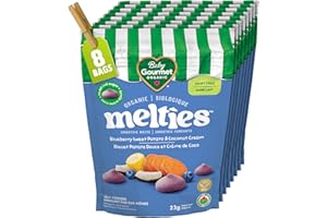 Baby Gourmet Melties, Blueberry, Sweet Potato & Coconut Cream, 23 g Bag (Pack of 8) | 8 Months+ | Meltable Snack for Self-Fee