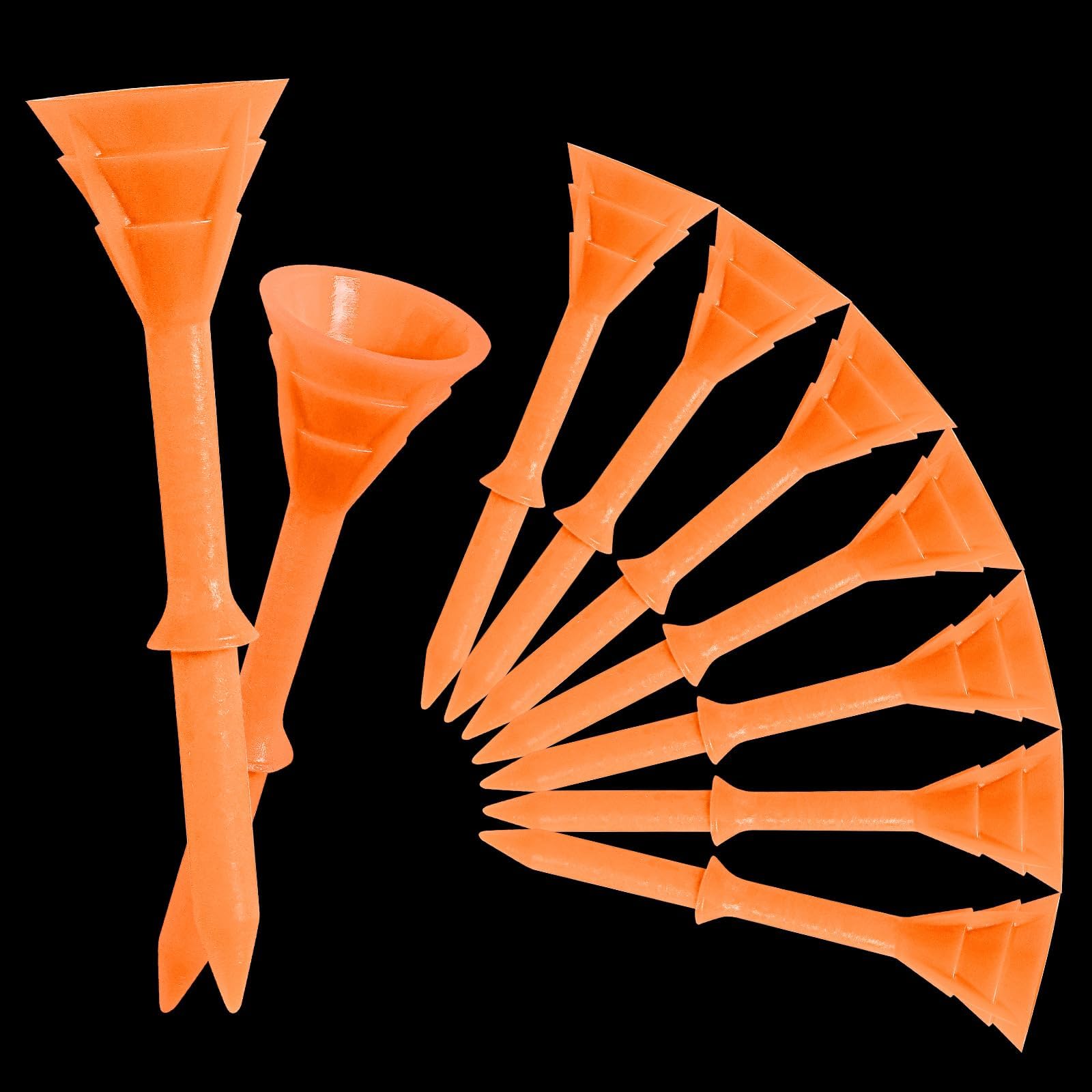 FINGER TEN Golf Tees Plastic Long 83mm 3 1/4 Unbreakable Cup Tee Value 50 Count, Golf Plastic Tees Step Down Upgrade for Men Women Professional Durable (Orange, 50 Pcs)
