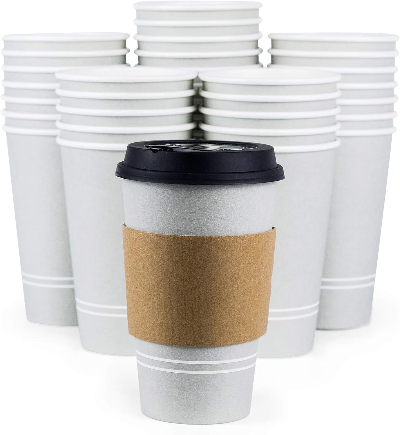 Disposable Coffee Cups With Lids 16 oz To Go