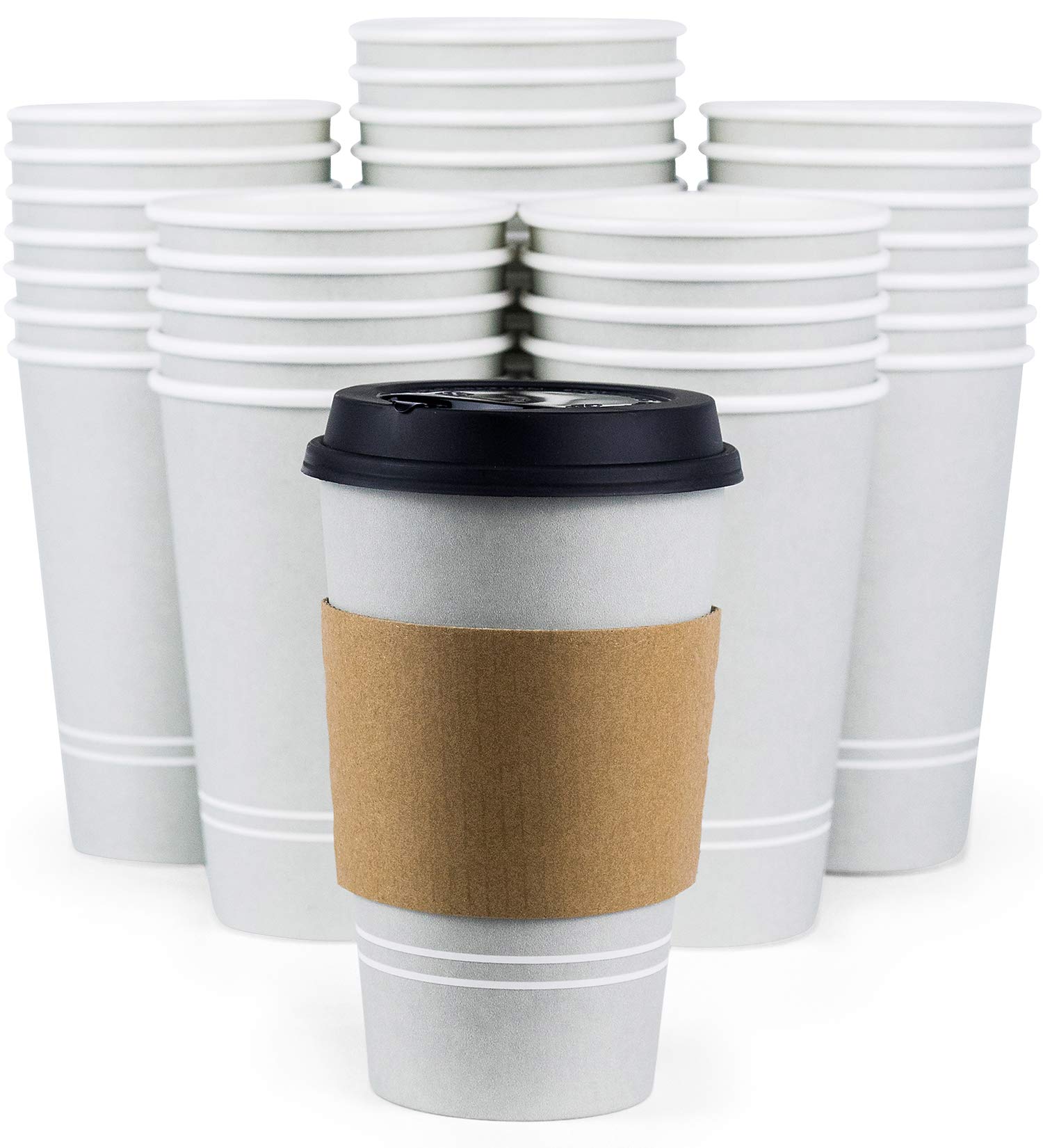Buy Disposable Coffee Cups With Lids 16 oz To Go Coffee Cups (80 Set