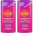 Lume Deodorant Plus Sweat Control - Smooth Solid Stick - Maximum Strength Antiperspirant - 72 Hour Odor And Sweat Control - Baking Soda Free, Skin Loving - 2.6 ounce (Lavender Sage) Pack of 2